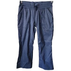 Duluth Blue Pull On Elastic Waist Cropped Nylon Capri Pants Front Pockets  6